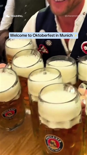 🍻Riding the train to Europe’s BIGGEST party! 🍺 Every September, millions gather in Munich to toast with giant beer stein, enjoy traditional Bavarian music, and experience the world-famous Oktoberfest! 📍 Location: Munich, Germany 📅 Dates: September 19 – October 4, 2026 🛌 Travel overnight and wake up closer to your next European adventure with comfortable sleeper trains. ✨ Smart Savings: Use the TrainPal app for smart savings on your train tickets! 🤗Who’s joining you for the ultimate beer fe