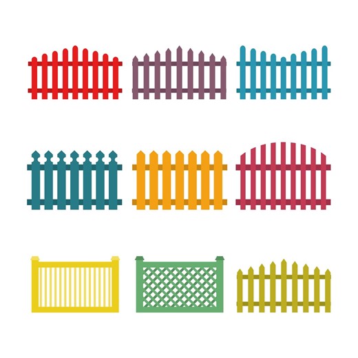 Colorful Wooden Garden Fence Vector Set, Picket Fences Collection, Cartoon Backyard Boundary, Isolated. Jpg/png/svg/eps/ai/webm - Etsy