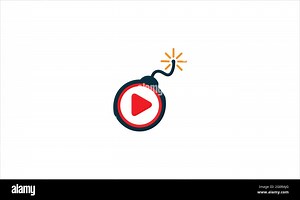 Vector of a play button and bomb logo combination. Audio and video symbol or icon. Unique media and record logotype design template Stock Vector Image & Art - Alamy