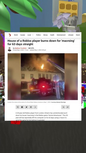 House of a Roblox player burns down for 'macroing' for 63 days straight #roblox #beeswarmsimulator