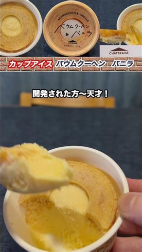 バニラアイスにバウムクーヘンが入ってる⁉️カップアイス初実食！