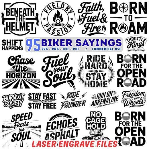 Biker Sayings SVG Bundle: Motorcycle Quotes for Laser Engraving - Etsy