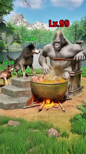 Wolf Evolution Game 🐺 From Lv.5 to Lv.100 vs Gorilla Boss! Epic Survival Battle