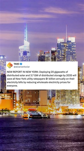 Utility bill savings will be evenly distributed across New York, with an estimated $542M in savings Upstate and $481M in savings for Downstate families and businesses. Scaling up distributed solar storage deployment saves New Yorkers money year-round, with 56% of savings occurring between November and March. #NewYork | The Alliance for Solar Choice