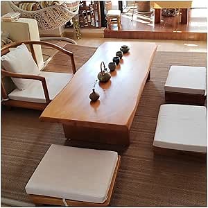 Vintage Solid Wood Tatami Table - Japanese Floor Table, Low Rectangular Tea Table for Floor Seating, Accent Furniture for Living Room(160x60x35cm)