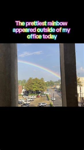 The prettiest rainbow appeared outside of my office this afternoon! Wow! #rainbow #rainbows #sky #fyp #weather