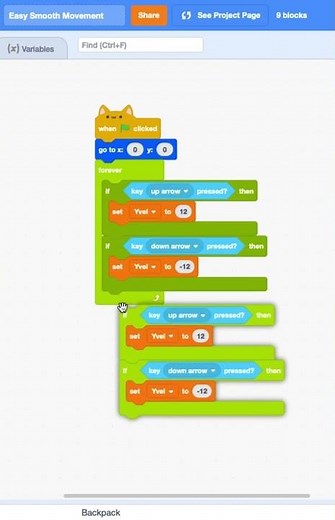 Easy Smooth Movement in Scratch #shorts