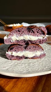 WILD BLUEBERRY SOURDOUGH BAGELS Is there anything better?!! 😭 Recipe below OR comment ‘BAGEL’ to get the recipe sent to you 🤎 #Recipe Details (makes 8): Wild Blueberry Sourdough Bagel Dough: - 250g wild blueberries, fresh or frozen, thawed & slightly mashed (keep the juices) - 100g active sourdough starter - 80g water - 75g honey - 10g salt - 510g bread flour Water Bath & Egg Wash: - 1 egg 1 tbsp water, for egg wash - 6 cups water - 3 tbsp honey - 1 tbsp baking soda Instructions: Prepare the d