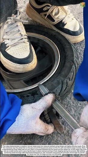 Creative Tire Lever Technique for Easy Motorcycle Tire Removal Without Machines ✨️