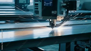 Computerguided laser ting machines accurately slice through thick metal sheets used for the construction of geothermal energy turbines.