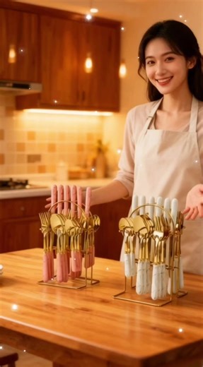 24Pcs Stainless steel spoon and fork set Gold cutlery set, dinnerware set, tableware utensils cutlery. #spoon #srainlesssteel #goldcutlery #dinnerware #utensilscutlery