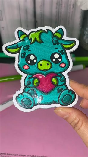 Coloring My Own Cow Sticker (Crayola Challenge!) 🐮🖍️#shorts #sticker
