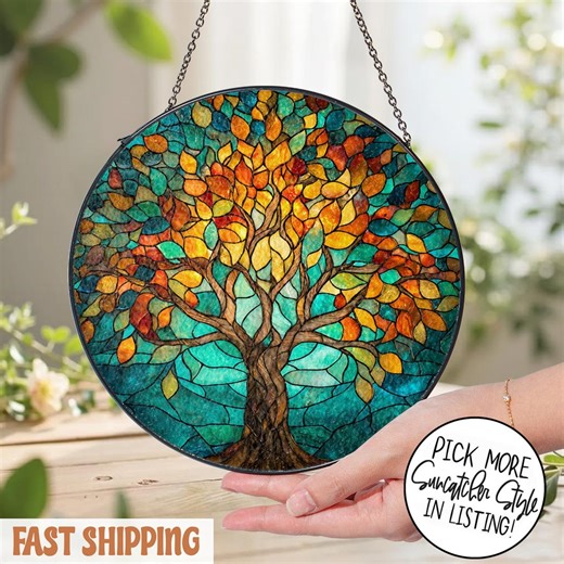 Stained Glass Tree of Life Suncatcher: Window Hanging Decor - Etsy