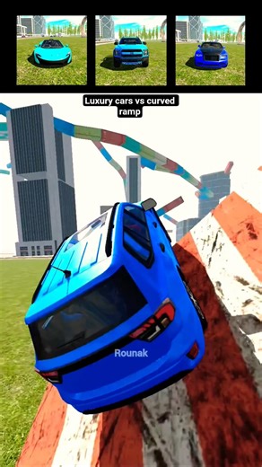 Curved ramp vs three luxury cars🚗 who can do a better jump🦘 crazy ramp challenge #subscribe