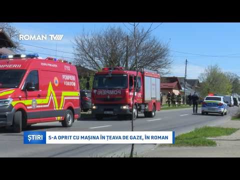 S-a oprit cu mașina în țeava de gaze, în Roman