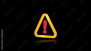 Dangerous Symbol Animation, Red Alert Warning Symbol, Warning Sign Animation Video, 3D Warning Sign Animation, Security Alert Videos Stock Video