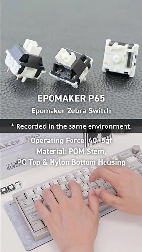 Epomaker P65 vs Galaxy65 | Typing Sound Comparison Zebra & Wisteria / KTT Blueberry Ice Cream Switch