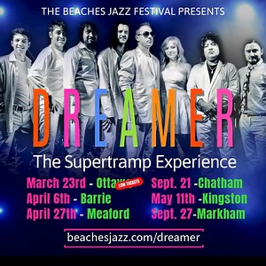 2.8K reactions · 287 shares | Dreamer - The Supertramp Experience The world's most authentic tribute to Supertramp ​ Performing songs from the 'Crime of the Century' album, plus all of Supertramp's biggest hits: GIVE A LITTLE BIT, THE LOGICAL SONG, TAKE THE LONG WAY HOME, BREAKFAST IN AMERICA. And more! This world-class show featuring authentic instrumentation, costumes and more is not to be missed! | Beaches Jazz Festival | Facebook