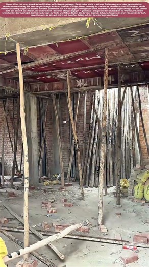 Zug und Druck: Zwei Männer lösen das Dach von seiner Stütze