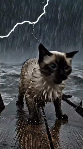 Fighting to Stay Alive in the Storm #cat #sadcat #kitten #shorts