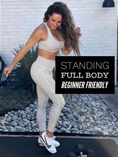 ☀️ BEGINNERS WELCOME…all standing👏🏼👏🏼 -FULL BODY STRENGTH in 20 minutes 📣Let me talk you through this workout for muscle activation and proper cue form assessment. I’m using 15lbs dumbbells today but if you are new to strength training, try grabbing 5-8lbs and watch my form! Make sure to SAVE 📲 this workout! As you progress and the last couple of reps are too easy-then it’s time to increase your dumbbell weight 🙌🏼 This is a good gauge to know how much weight you should be lifting! You ca