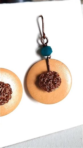 💧🌿🔵🌏Button and Copper wire Rudraaksh Earrings.