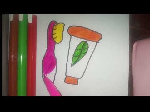 How to Draw and Color a Toothbrush and Toothpaste 🪥✨ | Easy Step-by-Step Drawing for Kids