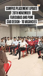 🚨 RVM CAD Placement Storm — Both Branches, Same Day! 28th November, 11 AM — ek hi din par RVM CAD Faridabad aur RVM CAD Pune dono jagah par simultaneous campus placements ho rahe hain. Jab dusre institutes saal-bhar me ek placement bhi arrange nahi kar paate, hum 300 placements EACH branch par conduct kar rahe hain. This is not routine… this is record-shattering. Pune Campus Drive • Company: Specialised in Jigs & Fixtures • Profiles: AutoCAD & SOLIDWORKS Design • Location: RVM CAD Pune • Timing