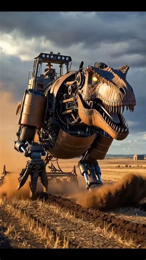 Giant Mechanical Dinosaur Tractor Farming in Desert 🦖🚜
