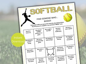 Softball Find Someone Who Game, Softball Team Building Game, Printable Softball Team Ice Breaker, Softball Birthday Party, Softball Games - Etsy