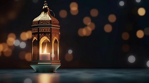 Download AI generated Islamic Background With Decorative Islamic Lantern for free