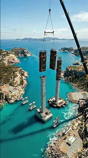 How This Giant Cable-Stayed Bridge Is Built Step by Step #BridgeConstruction #CableStayedBridge