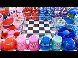 Satisfying Video How to make Rainbow Red vs Blue Slime Mixing All My Slime Smoothie Cutting ASMR - Videos For Kids