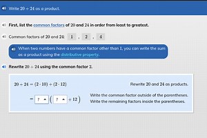 Write 20   24 as a product.First, list the common factors of ... | Filo