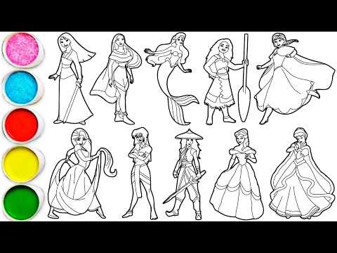 How to draw Princesses Disney - Mulan, Pocahontas, Ariel, Moana, Anna, Rapunzel, Kida, Raya, others