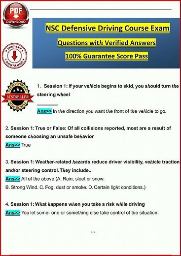 Nsc Defensive Driving Course Test Actual Questions With Veri video