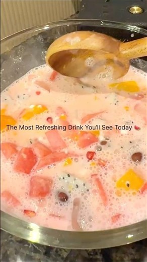 My Healthy Twist on the Viral Korean Hwachae 🍉🥭#viral #trending #hwachae #koreanfood #fruit #food