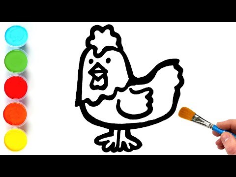 Chicken Picture Drawing, Painting and Coloring for Kids, Toddlers | Let's Draw Together