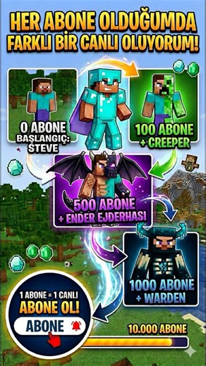 Minecraft ama HER ABONE DE DEĞİŞİYORUM!?!😱 #minecraft #minecraftshorts