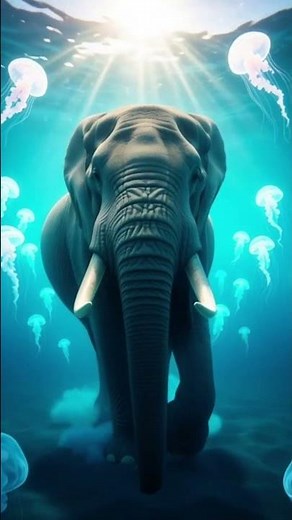 Stunning 8K Footage: Elephant Swimming Underwater!