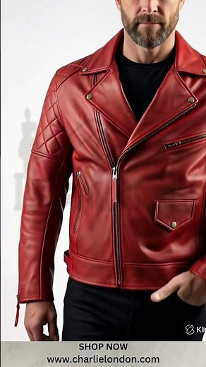 Mens Red Leather Jacket – Bold Vintage Biker Look Real Leather | CharlieLondon