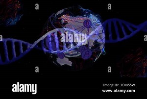 Helix shifting right, initiating nodes emerging over Earth as globe rotating, mapping network links. Neon, space, dna, translucent, topographic, futuristic, abstract Stock Video Footage - Alamy