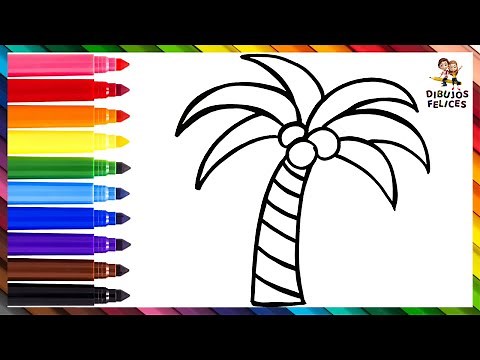 Cómo Dibujar Una Palmera 🌴🥥 Dibuja y Colorea Una Palmera Arcoiris 🌈 Dibujos Para Niños