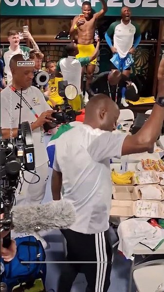 South Africa celebrates reaching World Cup knockout stage for the first time