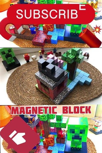 🤯I Built Minecraft… With Magnets 🧲 #magneticblocks #minecraft #funbuildingblocks #toyhouse