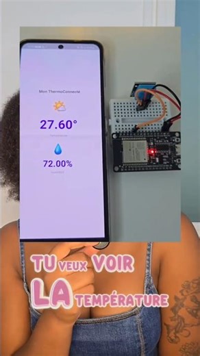 Crée ton propre thermomètre connecté !Tuto complet en bio ✨️ #esp32 #tutorial #arduino #womeninstem