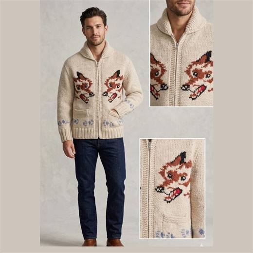 Wolf Cardigan Sweater for Men:canadian Style Hand Knit Wool Zip Sweater | Vintage Nordic Animal Knit Cardigan | Warm Winter Wool Jacket - Etsy