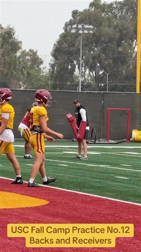 #USC football fall camp practice No. 12 with quarterbacks, running backs and receivers going through drills. #uscfootball🏈 #fighton | USC Trojans on 247Sports