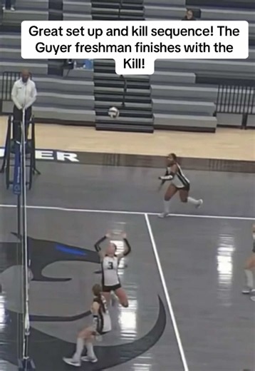 Three classes. Three touches. One point. Junior Brynlee Beiling starts the sequence, sophomore Kinley Franks puts it right where it needs to be, and freshman Amalia Norris finishes it with the left hand for the kill. Clean volleyball from start to finish.