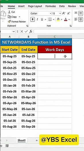 USE NETWORKDAYS FORMULA IN EXCEL LIKE A PRO❗❗⏱️ #shorts #excel